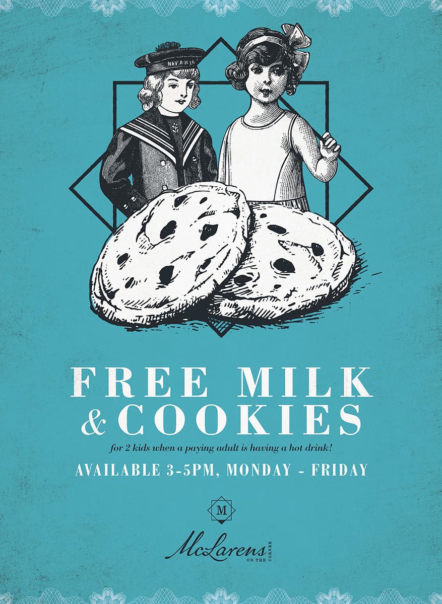 Free Milk and Cookies at Family-Friendly Edinburgh Restaurant McLarens on the Corner