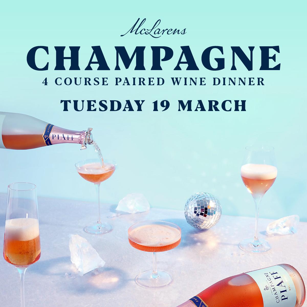 Piaff Champagne dinner promo